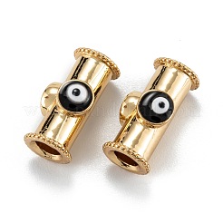18KGP本金メッキ真鍮チューブビーズ  エナメル  ナザールボンジュウ付き列  ミックスカラー  15x8.5x7mm  穴：3.5mm&nbsp;KK-A155-26G