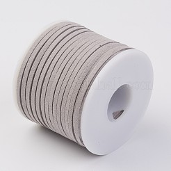 スエード調コード  フェイクレース  銀  3x1mm  約30m /ロール&nbsp;LW-WH0001-1126