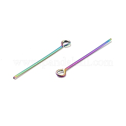 イオンプレーティング（IP）304ステンレススチールアイピン  虹色  25x0.6mm  22ゲージ  穴：1.8mm&nbsp;LS-STAS-E156-01M-01