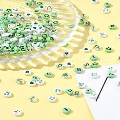200PCSアクリルビーズ  混合図形  グリーン  7x3.5~4mm  穴：1.2~1.6mm&nbsp;MACR-FS0001-89