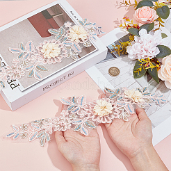 ポリエステル刺繍アップリケを縫い付ける  プラスチックスパンコール付き  ミシンクラフト装飾  ピンク  360x112x12mm&nbsp;DIY-WH20010-38A-02