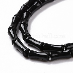 天然石オブシディアンビーズ連売り  竹の棒  12.5x5.5mm  穴：1mm  約31個/連  15.75インチ（40cm）&nbsp;G-G990-D02