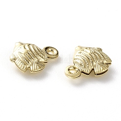 真鍮製チャーム  カドミウムフリー＆鉛フリー  魚  24KGP本金メッキ  9.5x8x3mm  穴：1mm&nbsp;X-KK-H739-04G