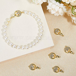 クリスタルラインストーン付き真鍮折りたたみ式留め具6個  三日月  ゴールドカラー  月：16.5x14x3.5mm  穴：1.5mm  クラスプ：12.5x4.5x5mm  穴：1.8mm&nbsp;KK-CA0002-69A