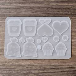 バレンタインデーの愛のイヤリングシリコンモールド  DIY樹脂作成用のペンダントモールド  ホワイト  105x161x4mm  穴：2mm&nbsp;SIL-B049-01