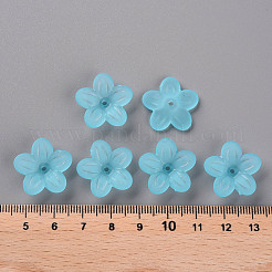 つや消しアクリルビーズキャップ  5花びら  花  ディープスカイブルー  19.5x20x5.5mm  穴：1.6mm  約740個/500g&nbsp;MACR-S371-08A-755