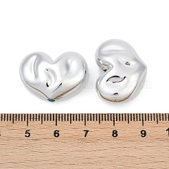 メッキアクリルビーズ  ハート  銀メッキ  18x24x10mm  穴：2.5mm&nbsp;OACR-B031-01A