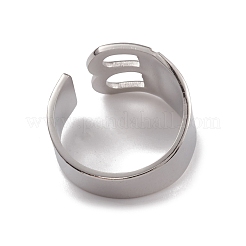変色しない 304 ステンレススチール イニシャル文字 B 女性用オープンカフリング  ステンレス鋼色  内径：17.6mm&nbsp;RJEW-G285-17P