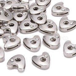ブレスレット時計バンド作り用の文字スライドチャーム  プラチナメッキ合金クリスタルラインストーンスライドチャーム  カドミウムフリー＆ニッケルフリー＆鉛フリー  文字.a  11~13x9~11.5x4~5mm  穴：7.5~8x1mm&nbsp;ALRI-O012-A-NR