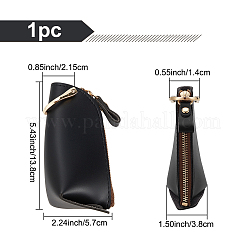 PUレザージッパー車のキーケース  亜鉛合金クラスプ付き  ブラック  138mm&nbsp;AJEW-WH0348-14A