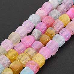 天然石瑪瑙ビーズ連売り  染め＆加熱  キューブ  パールピンク  5~8x4~8x4~6mm  穴：1.2mm  約50個/連  14.76インチ（37.5cm）&nbsp;X-G-N326-99J