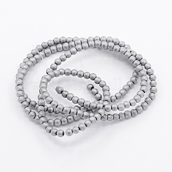 電気メッキ磁気なし合成ヘマタイトつや消しラウンドビーズ連売り  プラチナメッキ  2x2mm  穴：1mm  約200個/連  15.7インチ&nbsp;G-N0014-2mm-21