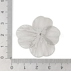 変色しない201ステンレススチールビーズキャップ  エッチングされた金属装飾  花  ステンレス鋼色  36x36x0.5mm  穴：0.8mm&nbsp;STAS-Z079-05P
