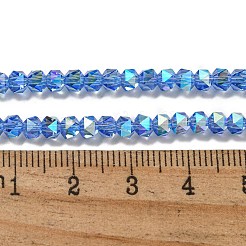 電気メッキガラスビーズセット  パール光沢メッキ  多面カット  スター  ドジャーブルー  3x4x4mm  穴：1mm  約98個/連  12.60''（32センチメートル）&nbsp;GLAA-Q105-02-06