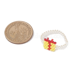 クリスマスガラスシードビーズ指輪（女性用）  クリスマスプレゼント  3.5~12.5mm  内径：20.5mm&nbsp;RJEW-MZ00029-02