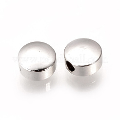 真鍮製スペーサービーズ  ニッケルフリー  プラチナメッキ  フラットラウンド  プラチナメッキ  5x3mm  穴：0.8~1mm&nbsp;X-KK-Q735-57P