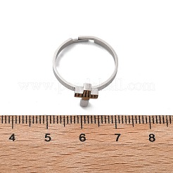 女性用304ステンレススチール調節可能リング  ステンレス鋼色  クロス  内径：18mm  クロス：9x7mm&nbsp;RJEW-F169-01P-03