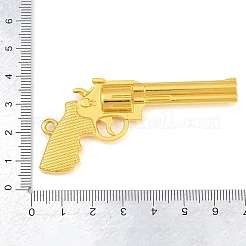 合金ビッグサイズペンダントトップ  拳銃のチャーム  ゴールドカラー  67.5x34x6.5mm  穴：2.5mm&nbsp;AL-CBA2376-09G-A