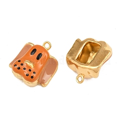 304ステンレススチールエナメルペンダント  犬チャーム  18KGP本金メッキ  イオンプレーティング（ip）  長持ちメッキ  チョコレート  15.5x14x8mm  穴：1.2mm&nbsp;SA-CBA033B-01G-03