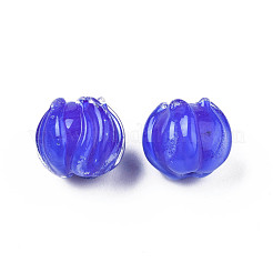 手作りランプワークビーズ  花  ブルー  10~11x11.5~12.5mm  穴：1.2mm&nbsp;LAMP-T016-11D