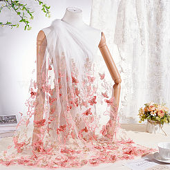 ポリエステル刺繍蝶花生地  服飾材料  ピンク  67-3/4インチ（1720mm）&nbsp;SENE-WH0003-52
