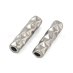 304ステンレスチューブビーズ  テクスチャードチューブ  ステンレス鋼色  8x2mm  穴：0.9mm&nbsp;STAS-Z192-07P-03