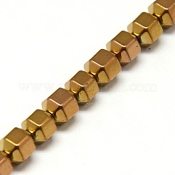 電気メッキ磁気無し合成ヘマタイトビーズ連売り  六角  銅メッキ  4x4mm  穴：1mm  約1個/連  97インチ&nbsp;G-I095-02