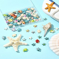 100個 14種類の合成ターコイズ染めビーズ  燃料噴射効果  ウミガメとヒトデ  ミックスカラー  17~18x14~14.5x7mm  穴：1.6mm&nbsp;G-FS0005-85