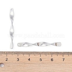 変色しない304ステンレススチールペンダント  ツイスト長方形チャーム  ステンレス鋼色  39.2x3.9x3.9mm  穴：1.5mm&nbsp;STAS-S136-01P