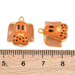 304ステンレススチールエナメルペンダント  犬チャーム  18KGP本金メッキ  イオンプレーティング（ip）  長持ちメッキ  チョコレート  15.5x14x8mm  穴：1.2mm&nbsp;SA-CBA033B-01G-03