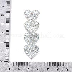 バレンタインデーテーマのグラデーションカラーアクリルパーツ  グリッターパウダー付き  ハート  54.5x16.5x2.3mm  穴：2mm&nbsp;OACR-Q100-11B