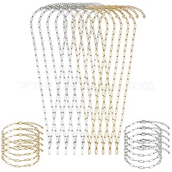 304ステンレススチールペーパークリップチェーンネックレス＆ブレスレットジュエリーセット  ミックスカラー  18.50~18.70インチ（47~47.5cm）&nbsp;SJEW-SC0001-07