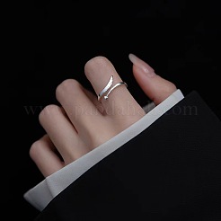 ハート＆ウィング ロジウムメッキ スターリングシルバー カフリング 925個  プラチナ  内径: 調節可能&nbsp;FS-WGFEBDA-01