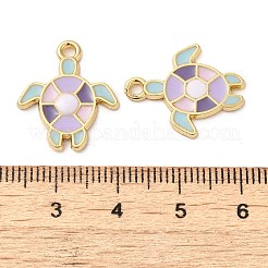 合金エナメルチャーム  ウミガメチャーム  ゴールドカラー  カラフル  20x17x1.8mm  穴：1.8mm&nbsp;X-ENAM-Q507-15G