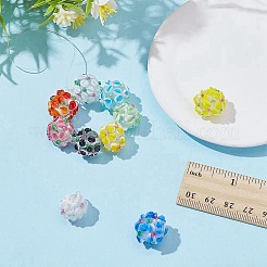 10個10色手作りランプワークビーズ  花の丸  ミックスカラー  14~15.5x12.5~13.5mm  穴：1.6mm  10個/セット&nbsp;LAMP-AR0001-43