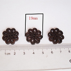 彫り加工花形ボタン  ウッドボタン  コーヒー  長さ19mm  19mm幅4.5mm厚穴：1mm&nbsp;NNA0Z4M