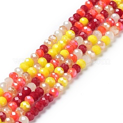 ガラスビーズ連売り  多面カット  ロンデル  きいろ  4~4.5x3.5mm  穴：1mm  約105~110個/連  38~39cm&nbsp;EGLA-A034-M4mm-01