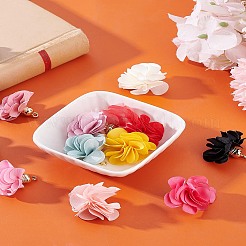 布製ペンダント26色13個  アクリルパーツ  花  ミックスカラー  25~30x28~35mm  穴：2mm  2個/カラー&nbsp;FIND-LP0002-04