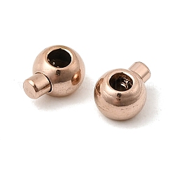 イオンプレーティング（IP）304ステンレス鋼クリンプビーズ  ラウンド  ローズゴールド  4.5x3.5x2.5mm  穴：1mm&nbsp;STAS-P373-02RG