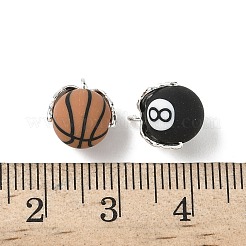 手作りポリマークレイペンダント  球技ラウンド  真鍮パーツ  プラチナ  11x9.5x8mm  穴：1mm&nbsp;CLAY-I012-05P