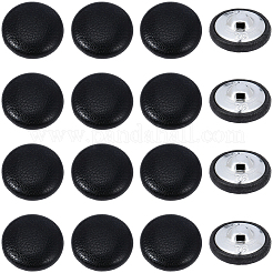 30穴PUレザーシャンクボタン1個  アルミパーツ  フラットラウンド  ブラック  17x8mm  穴：2x2mm&nbsp;BUTT-CL0001-01B-01