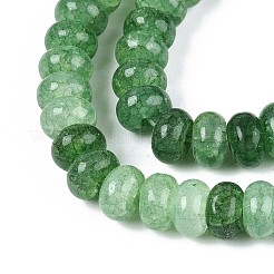 ガラスビーズ連売り  模造ペリドット  ロンデル  染め  シーグリーン  8~8.5x4.5~5mm  穴：1~1.2mm  約155~159個/連  30.12~31.30インチ（76.5~79.5cm）&nbsp;X-GLAA-N059-5x8mm-02