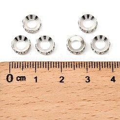 真鍮製ラインストーンスペーサービーズ  グレードA  ロンデル  銀色のメッキ  クリスタル  7x3.3mm&nbsp;RB-A020-7mm-01S