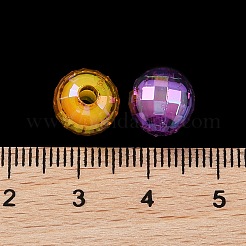 不透明なアクリルビーズ  UVメッキ 虹色  二層ビーズ  多面カット  ミックスカラー  ラウンド  9.5x9mm  穴：2.4mm&nbsp;MACR-K358-10A