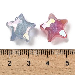 星型 UV メッキ 光る虹色 虹色アクリルビーズ  キラキラビーズ  暗闇で光る  ミックスカラー  14.5x15x8mm  穴：2.5mm&nbsp;LACR-R001-11A