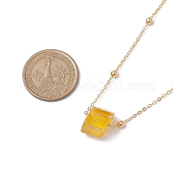 電気メッキされた天然石クォーツペンダントネックレス  女性用304ステンレスジュエリー  ゴールドカラー  17.68インチ（44.9cm）&nbsp;NJEW-JN04968