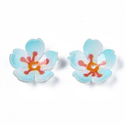 プラスチックビーズ  花  ライトスカイブルー  17~17.5x18x4.5mm  穴：1.6mm&nbsp;KY-N015-56B
