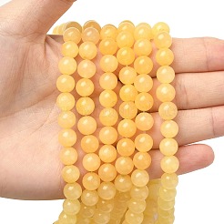 天然のイエロージェイドビーズ連売り  ラウンド  グレードA  8mm  穴：1mm  約48個/連  15.5インチ&nbsp;G-K121-01-8mm