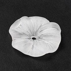透明なアクリルビーズキャップ  5花びら  艶消し  花  ホワイト  23x23x4mm  穴：2mm  約625個/500g&nbsp;MACR-J122-01