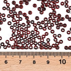 MIYUKIラウンドロカイユビーズ  日本製シードビーズ  （rr4521) 不透明ダークレッドピカソ  8/0  3mm  穴：1mm  約19000~20500個/ポンド&nbsp;SEED-G008-RR4521